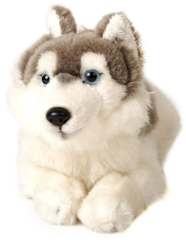 Peluche Husky gris, couché Uni Toys