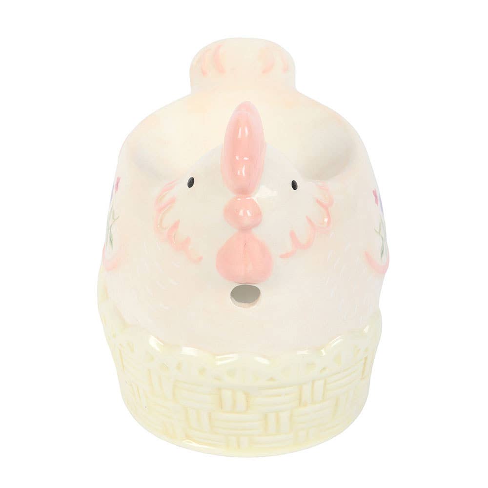 Floral hen-shaped oil burner and wax warmer