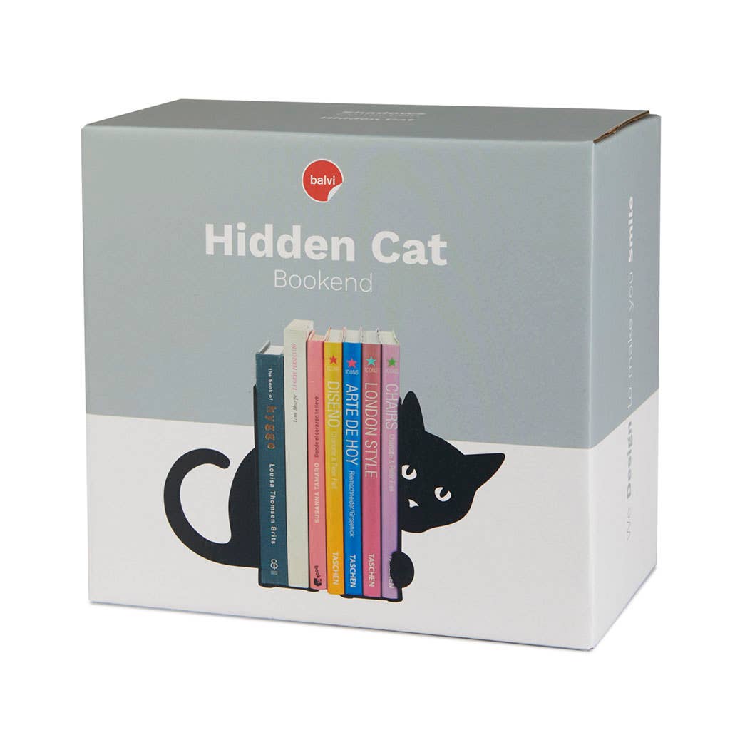 Book stand, hidden cat, black, metal