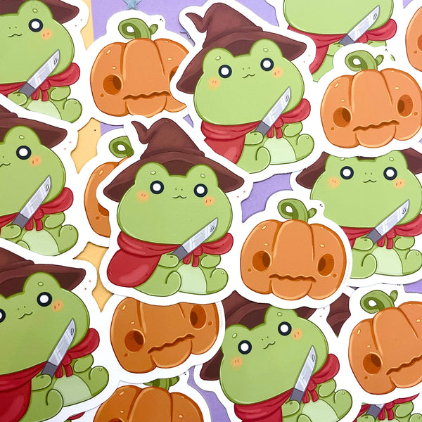 Autocollant Grenouille Citrouille