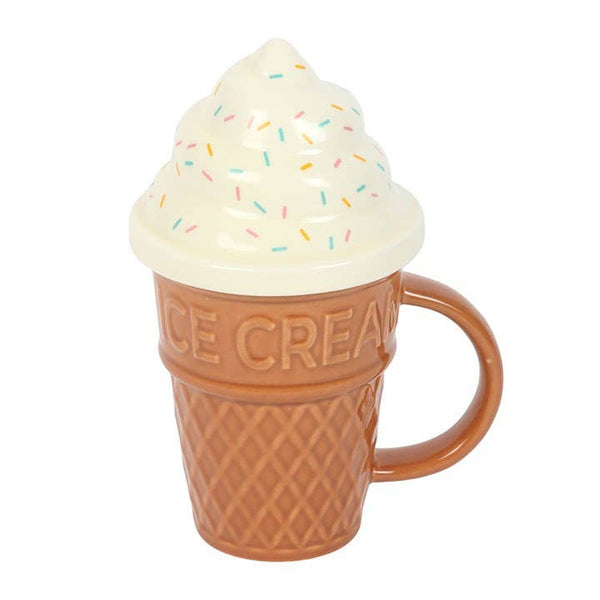Mug à Couvercle en Forme de Cornet de Glace