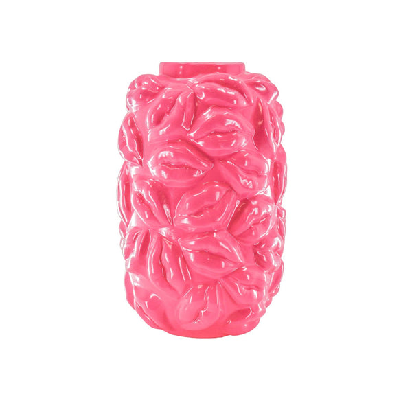 Jarrón - Besos - Cerámica - Rosa neón - 17x17x27cm