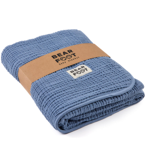 Babydecke Musselin Fleecedecke flauschig weich - blau