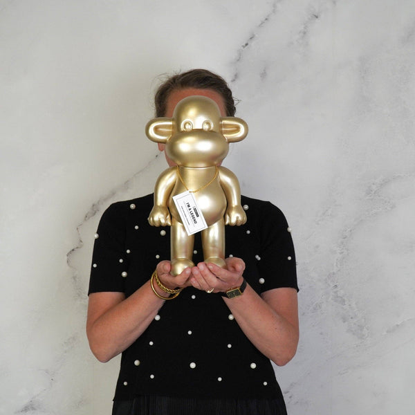 Ornamento - Figurina di scimmia 'The Legend' - Resina - Oro - 20,5x13,5x35cm