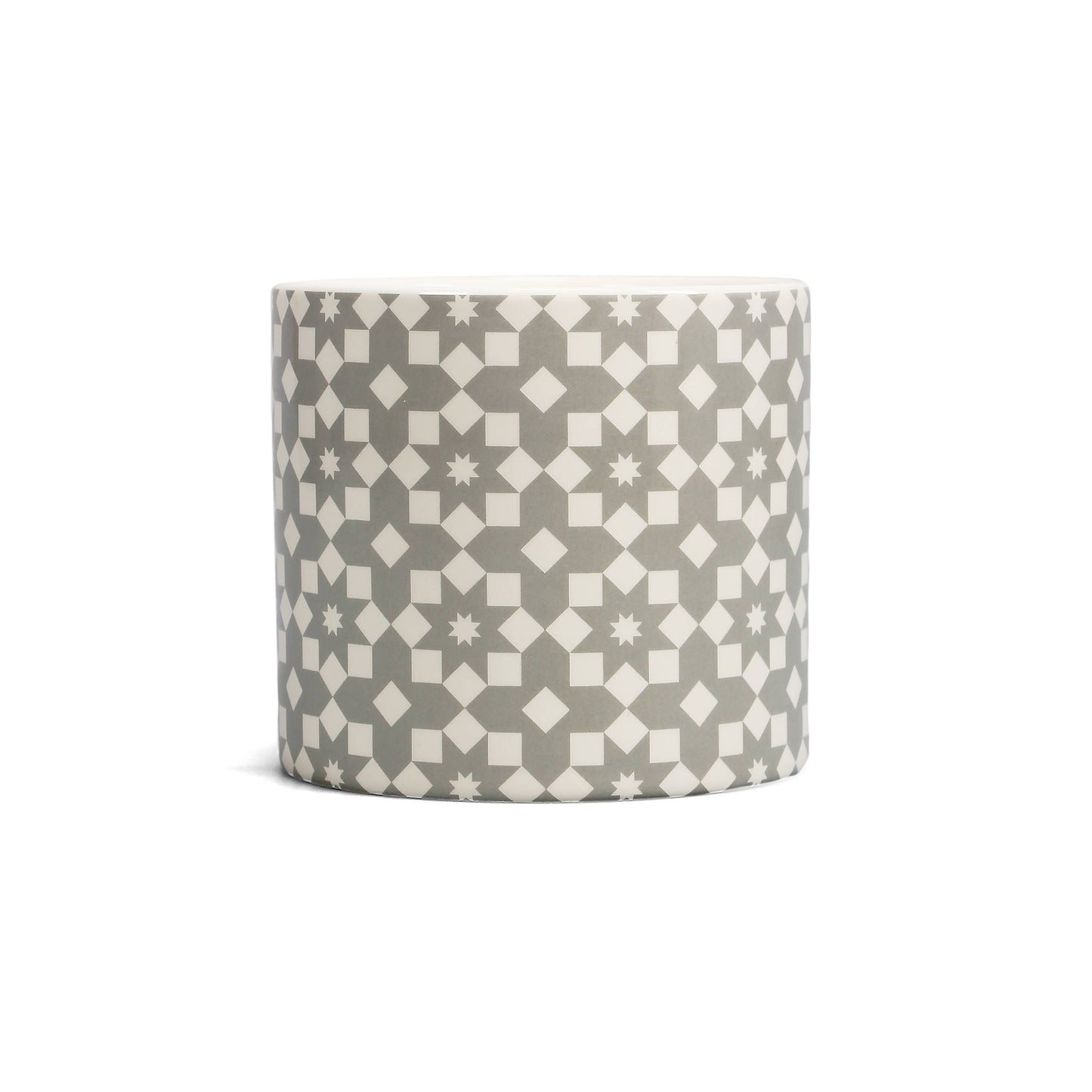 Pot de fleurs Carreaux - fleurs grises