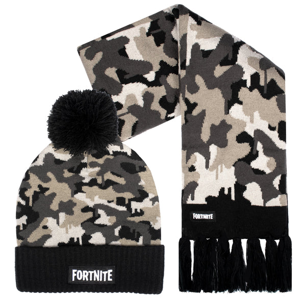 Ensemble bonnet et écharpe – Fortnite Set- Camo gris