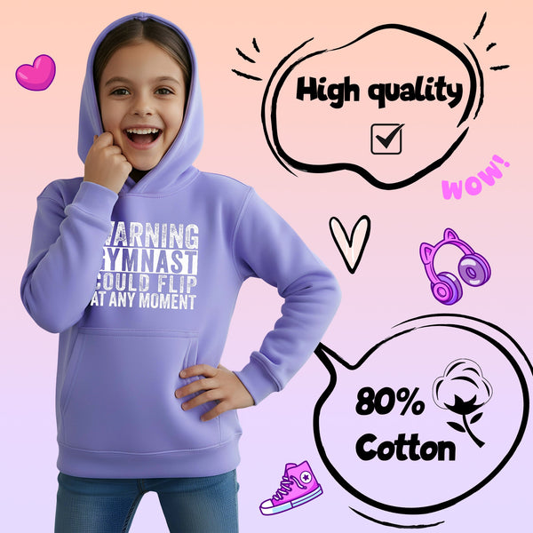 Sweat à capuche gymnastique – Fringoo Gymnastic for Cotton Rich Soft Hooded – Gymnast Warning violet