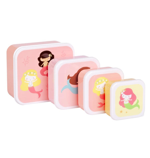 Confezione da 4 scatole per snack e pranzo a forma di sirena