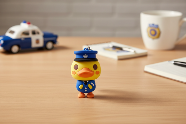 Portachiavi a forma di anatra della polizia