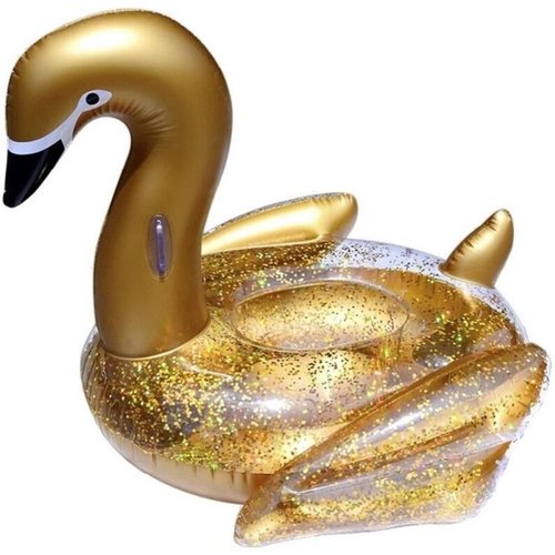 Bouée Gonflable à paillettes dorées Cygne