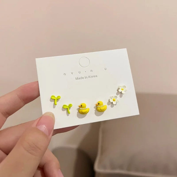 Boucles d'Oreilles Canard Jaune 3-Pack
