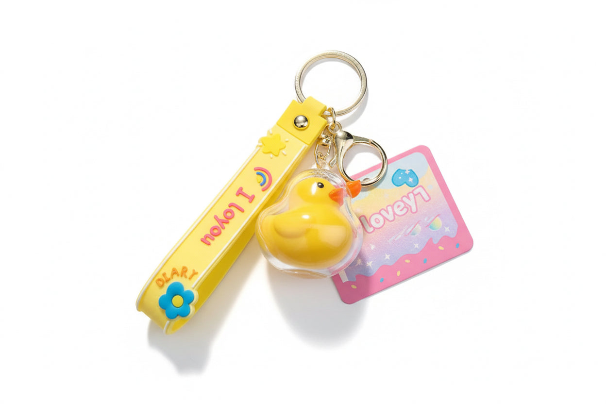 Porta -chave de pato amarelo em caixas