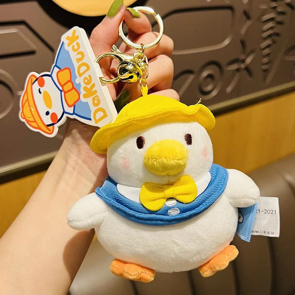 Portachiavi di peluche a forma di anatra bianca