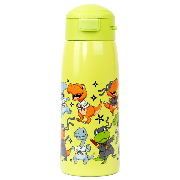 Gourde en acier inoxydable avec paille – acier inoxydable Bottle 350ml – Dino Ninja