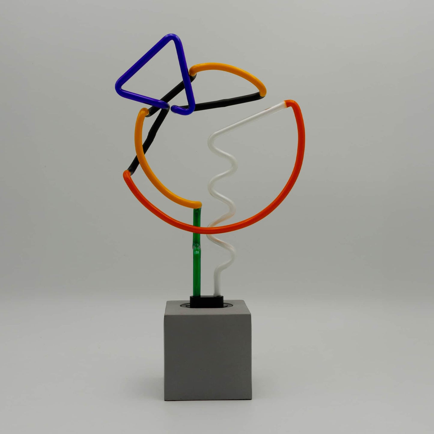 'Art with Blue Triangle' Neon Concrete Base