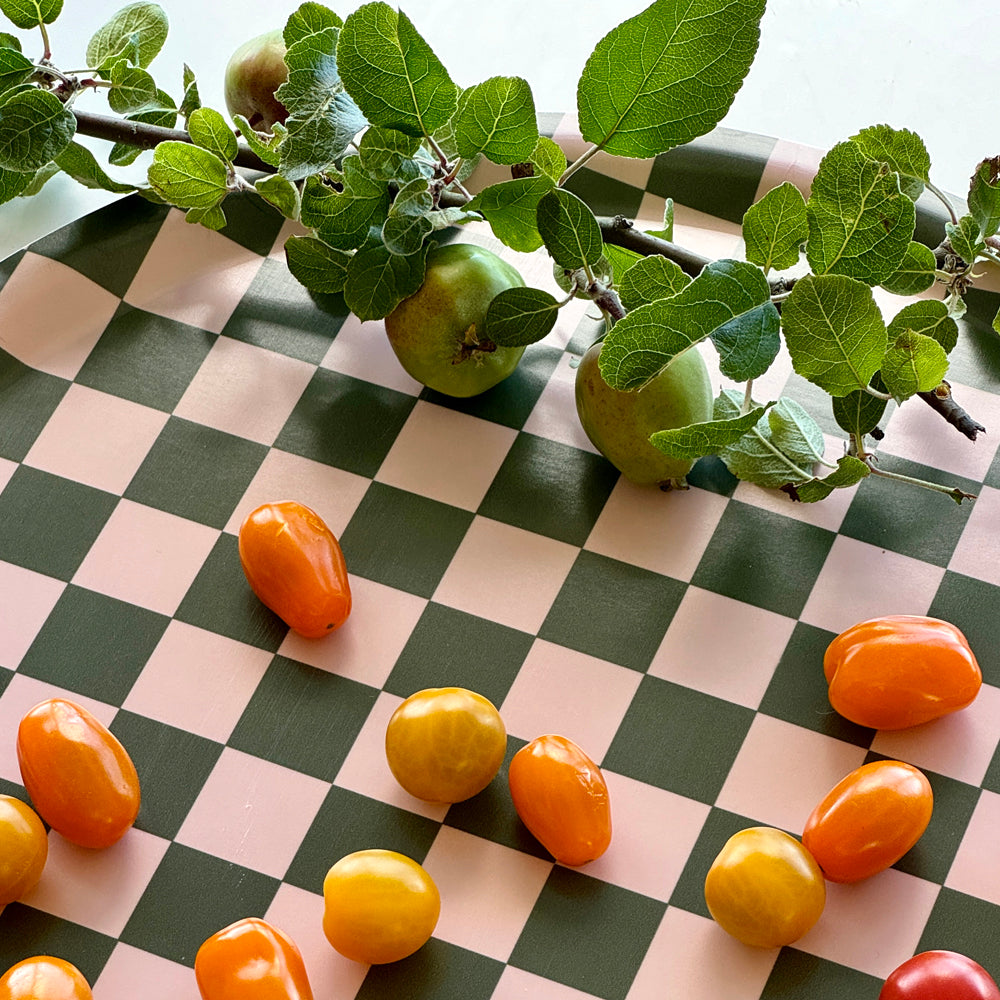Olive CHECKER Round Serving Tray - 38 cm
