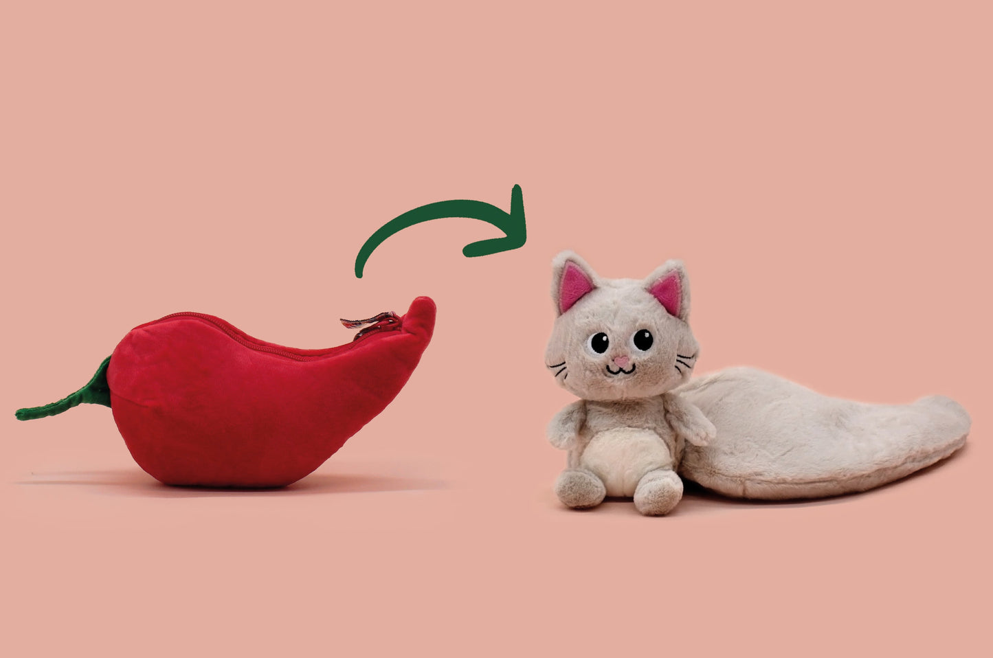 Peluche réversible Spicet le chat/piment – Flipetz – vue 13
