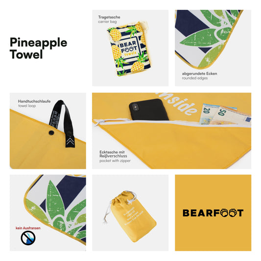 Microfiber Beach Towel - Yellow Pineapple