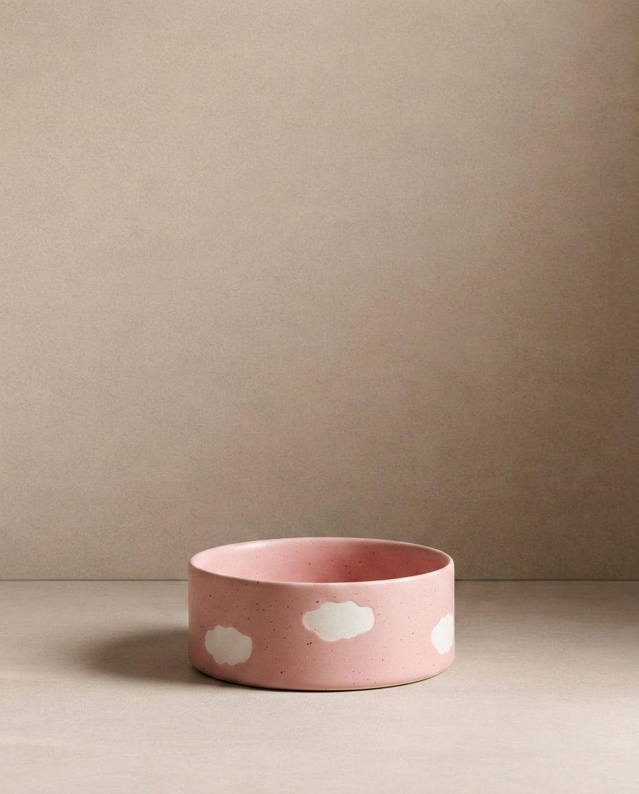 Bol pour animaux en grès Pink Cloud 16,5cm Ensemble de 2 pièces