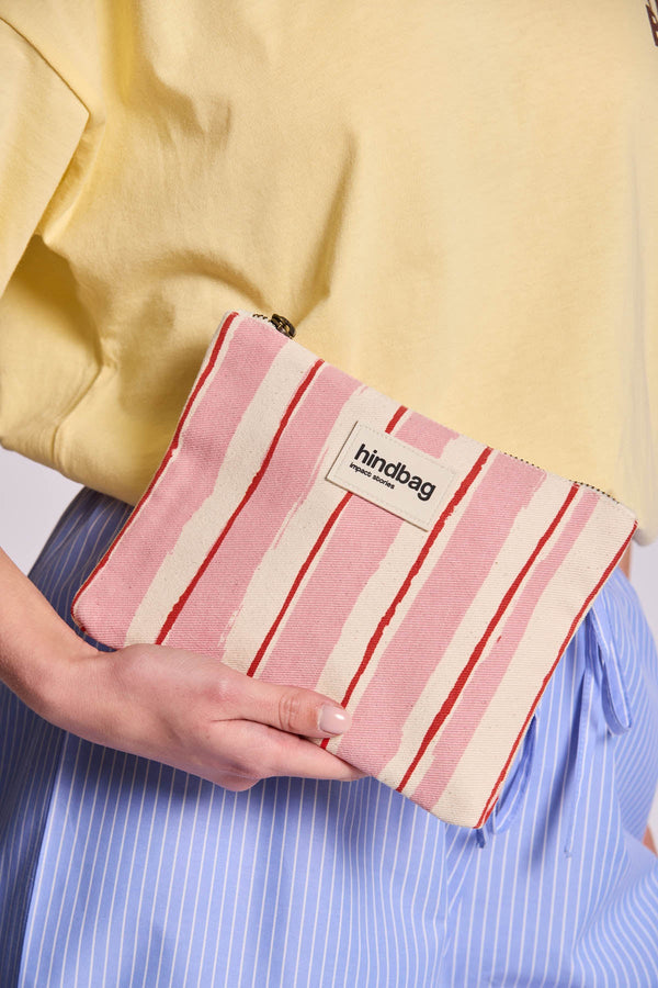Pochette Lou Rayures Rouge et Rose