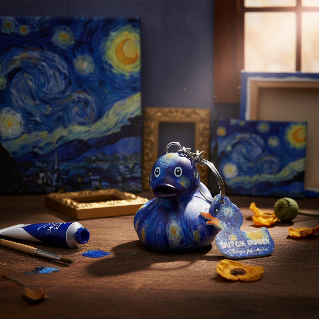 Starry Night Duck Keychain by Vincent Van Gogh
