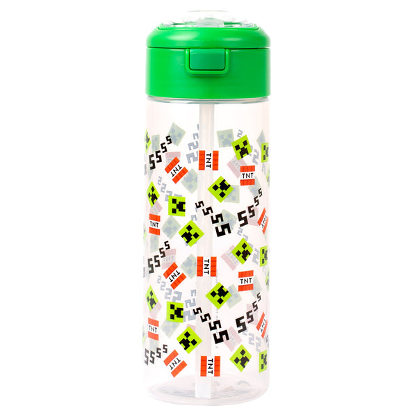 Gourde Minecraft – Bottle avec paille 700ml – vert Pattern