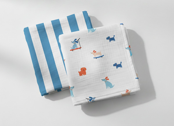 Chiffons en mousseline de coton, lot de 2, WOOF GANG