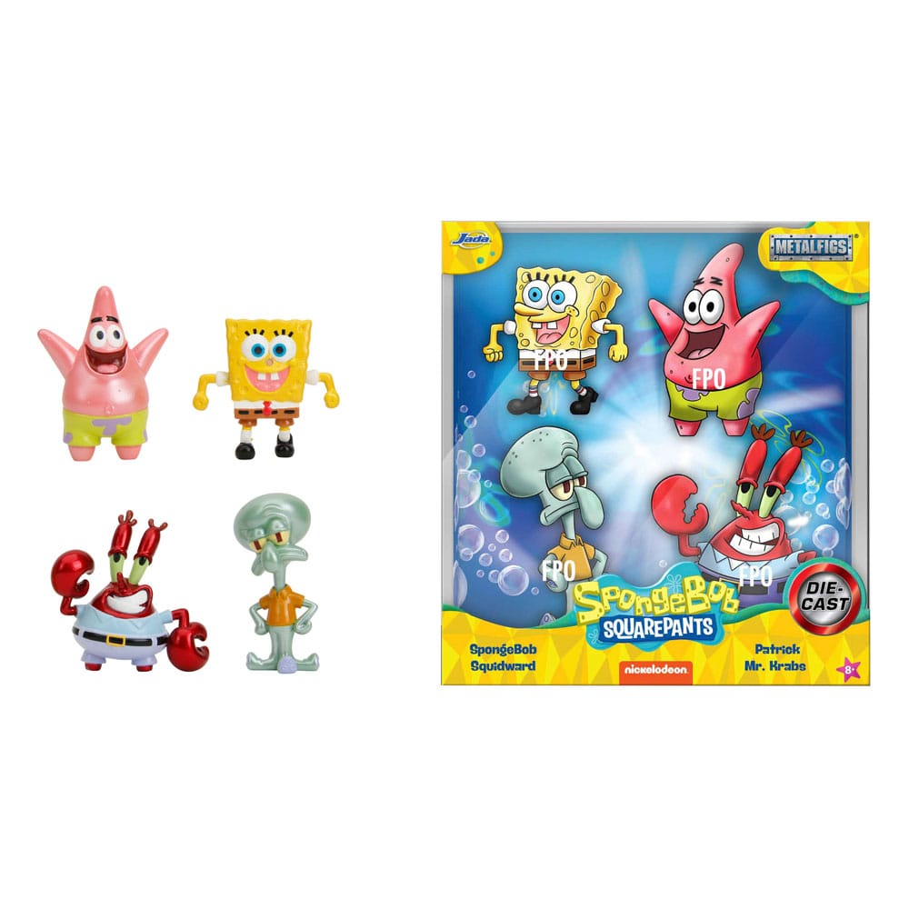 Bob Esponja: paquete de 4 figuras de fundición a presión Nano Metalfigs (primera ola)