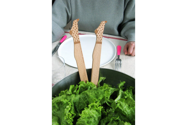 Posate per insalata a pois
