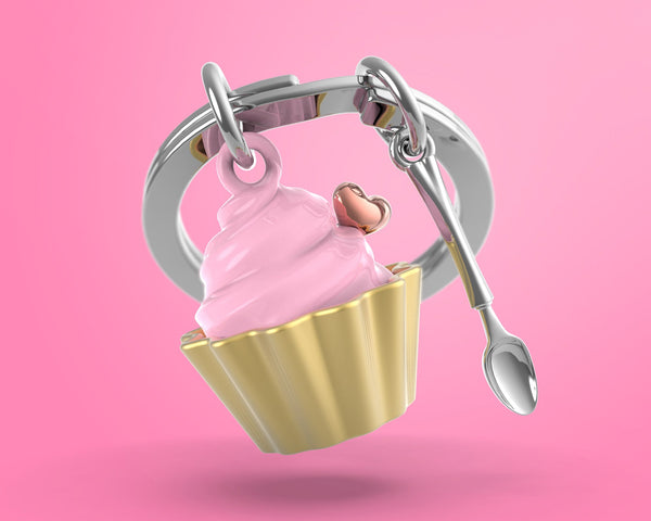 Portachiavi a forma di cupcake rosa