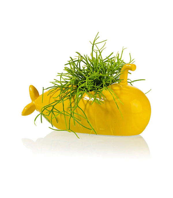 Pot de fleur Sous-marin Jaune Bitten – Cache-pot original