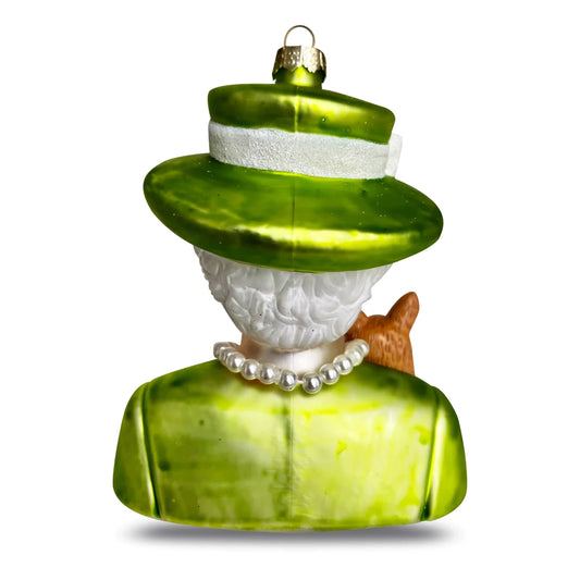 Green Queen Elizabeth & Corgi Christmas Bauble