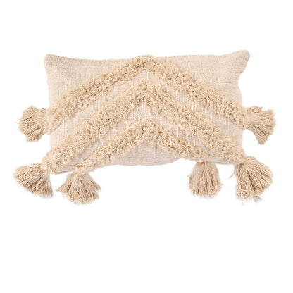 Housse de coussin Nomad à pompons – Crème 35 × 60 cm