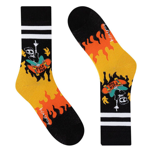 Chaussettes Squelette Skateboard « Fuck You »