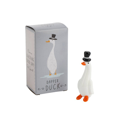 Gentleman Duck Glass Figurine