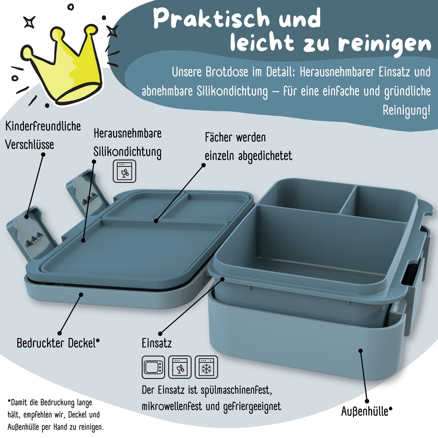 Brotdose mit Fächern, leicht & auslaufsicher - Feuerwehr