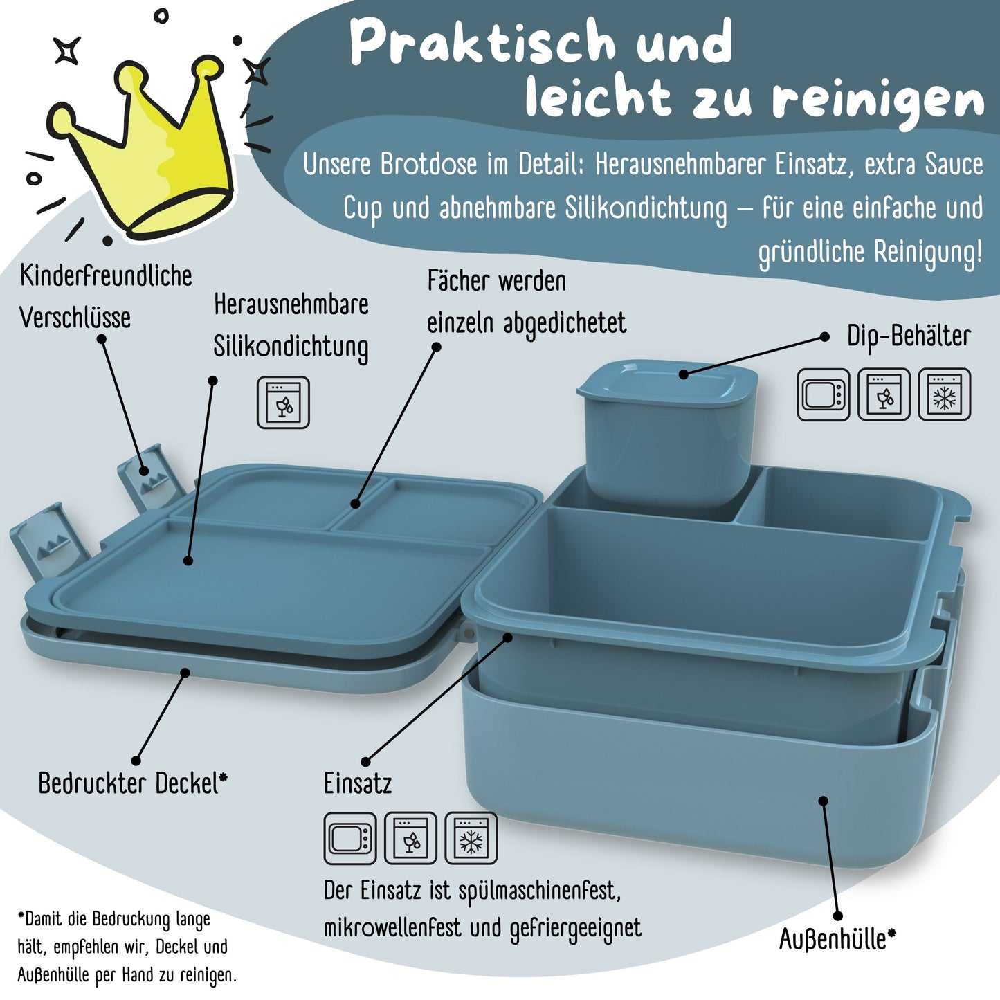 Brotdose mit Fächern, leicht & auslaufsicher - blau