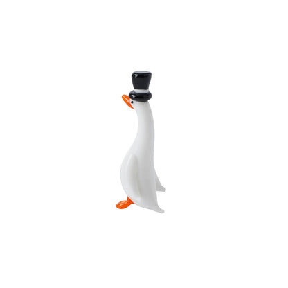 Gentleman Duck Glass Figurine