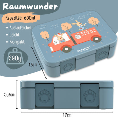 Brotdose mit Fächern, leicht & auslaufsicher - Feuerwehr
