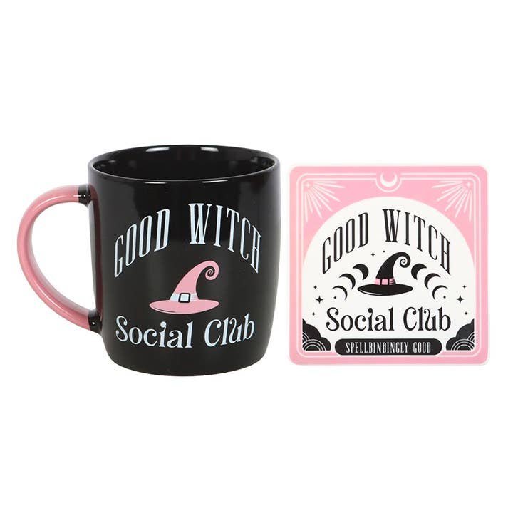 Set di tazze e sottobicchieri Good Witches Social Club