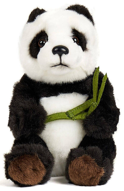 Seated Panda Plush with Bamboo