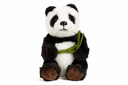 Seated Panda Plush with Bamboo