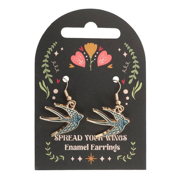 Boucles d'oreilles oiseau déploie tes ailes bleues