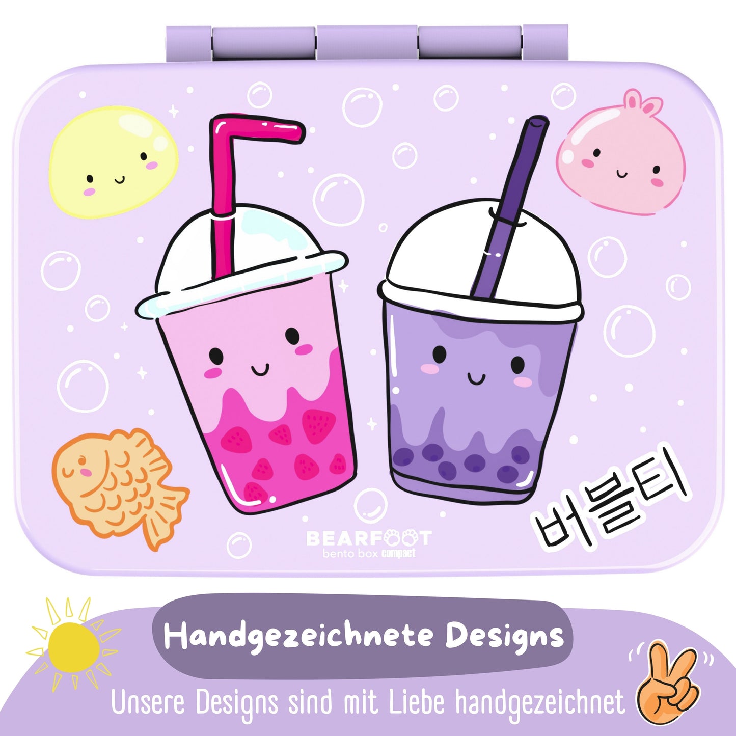 Lunch Box with Compartments, Lightweight & Leak-Proof - Bubble Tea Purple