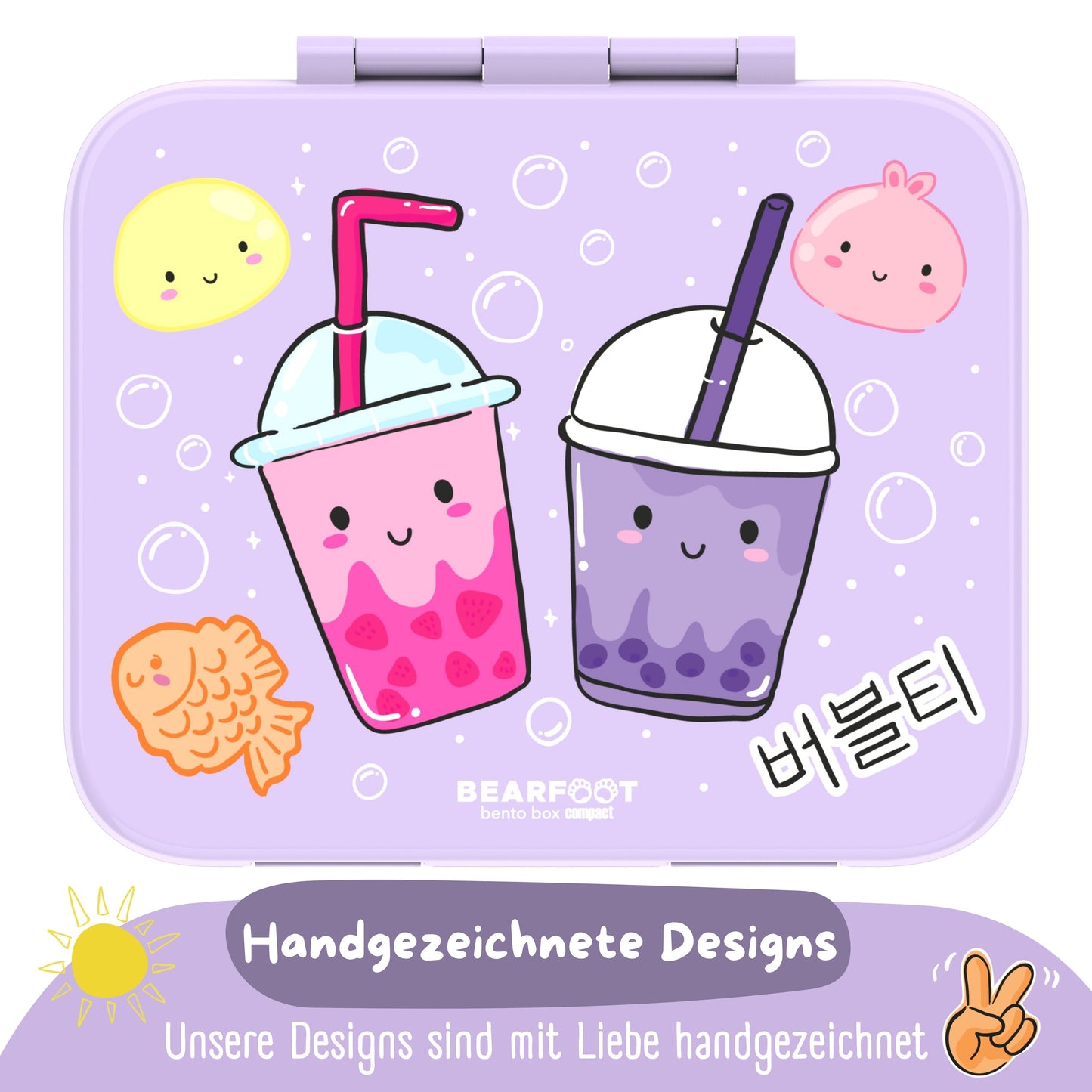 Lunch Box with Compartments, Lightweight & Leak-Proof - Bubble Tea Purple