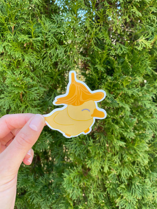 Pato con sombrero de flores