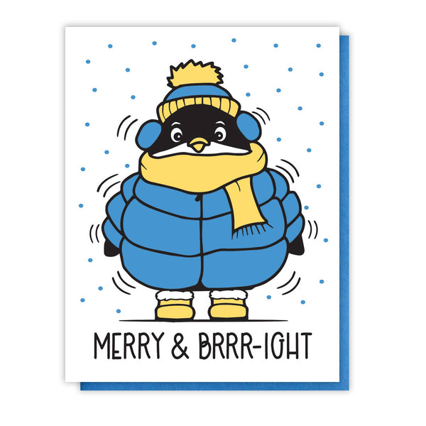 Biglietto d'auguri con pinguino "Allegro e luminoso"