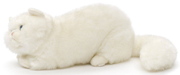 Peluche chat persan blanc couché Uni Toys