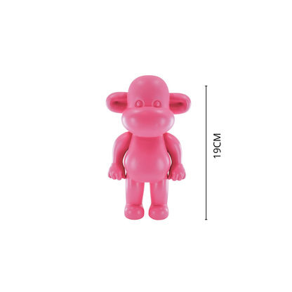 Ornament - Monkey Figurine 'The Legend' - Resin - Pink - 11x7x19cm