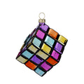 Adorno navideño cubo rompecabezas de cristal, 9 cm